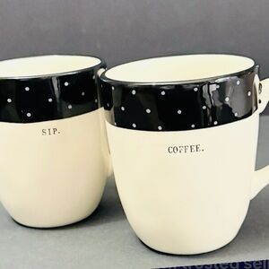 Rae Dun. Black and White Polka Dot  Coffee Mug Set of 5